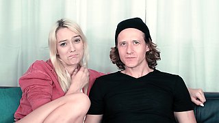 Naughty blonde teen slut enjoying hardcore gang banging fun
