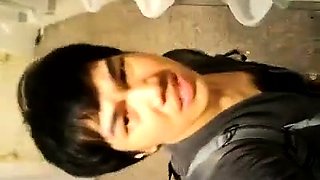 Horny Asian guy kneels down and sucks a cock POV style