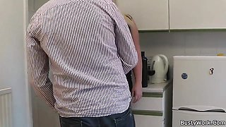 Boss Fucks Chubby Blonde For Cash