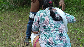 Outdoor blowjob and breast licking