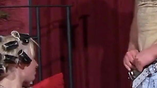 Sexy blonde petite on the big penis...cum in mouth