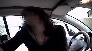 Real Amateur Babe From France Riding Cock in Car