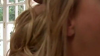 Paige busty blonde gets her first sex with two cocks