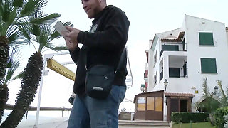 A blonde is wildly ass fucked by a rough man in the woods