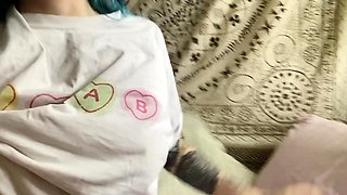 Glamour babe with big boobs masturbates in lingerie