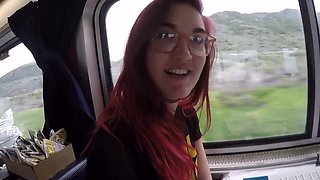 Amateur stranger Kat Monroe gets fucked hard in the public train