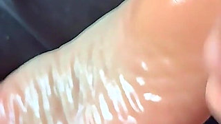 Cum on Sexy Oiled Soles Close up Real Amateur Footfetis POV