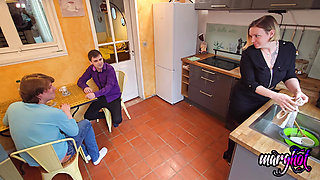 Step Son and His Boyfriend Fuck Me Hard in the Kitchen