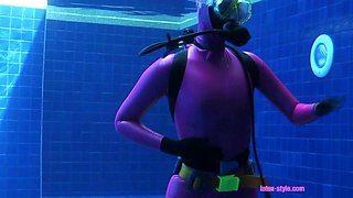 Pink latex scuba doll