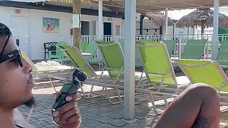 Amateur fuck in front of a crowd with my booty ebony gf