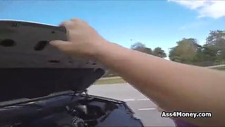 Fucking wrecked big tit in car