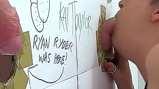 Horny British Brunette Heads to the Gloryhole to Suck Anonymous Cocks and Ends up in a Wild Bukkake Blowbang