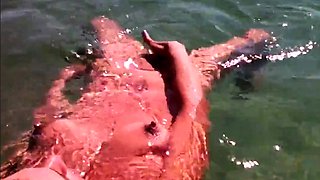 Naked Swimming MILF at the Beach