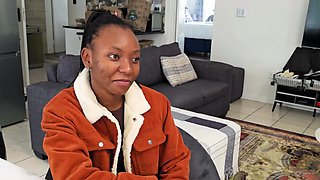 Cute Ebony teen with booty on audition