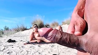 He takes out his big cock in front of this stranger.. Risk!!