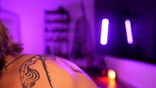 Blonde tight pussy babe solo toy fun in glamour masturbation