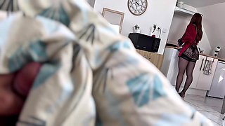 Young stepmother makes stepson hard and gets creampied