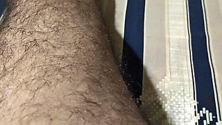 Hairy daddy enjoying cock with himself