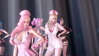 K-Pop Dance Extravaganza: Ahri, Akali, Kai'sa, Lux, Jinx, Caitlyn. 3D