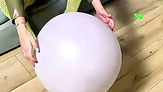 Dominant Leather MILF Giant Balloon Popping. Deepthroat, Riding, Doggy and Double Cum