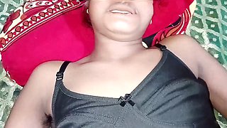 Friend's stepbrother's girl gets licked all night, gives an intense blowjob, squeezes those huge tits, removes her red pants, and enjoys some action