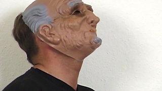 Blindfolded Blonde Slut Fucked by Creepy Masked Stud