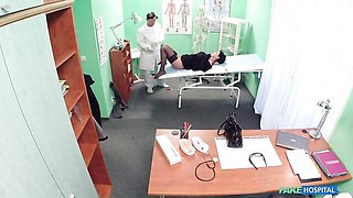 Celine Noiret nervous patient in black lingerie ends up bouncing on cock