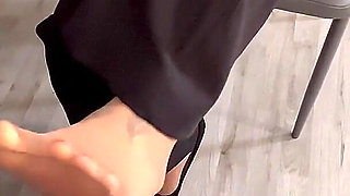 The Colleague with Sore Feet Gets Them Massaged and Licked with Pantyhose, in Exchange for a Blowjob