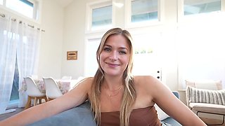 Blonde gets fucked after some dirty talks