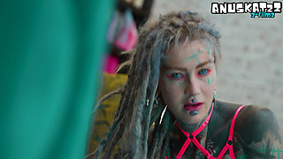 Tattooed Girl Takes On Anal Toys Solo Lingerie Session