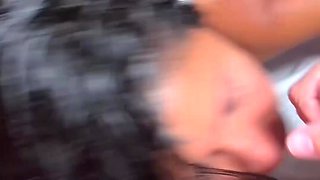 Horny brunette went down on her man and sucked his cock, taking it in her ass afterwards POV