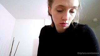 POV blowjob footjob handjob with Karla Kush eating cum