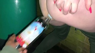 Naughty teen asked him to fuck her with a bottle right on the street POV