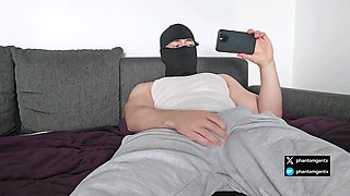Bulge in Grey Sweatpants, Precum Spot Growing - My Voice Orders You to Watch