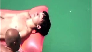 My nudist niece Emma floating in the sea (voyeur)