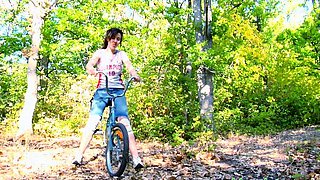 Delicious brunette in a teen group sex video