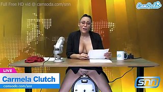 Hot News Reporter Carmela Clutch Cums Hard on Live Cam - Sybian Orgasm & Big Tits
