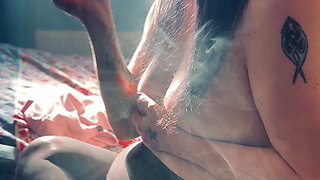 Tits Out & Smoking In Sunlight With The Luscious Pantyhose Wearing Tina Snua - Cone Exhales Nose Exhales OMI OME Drifting