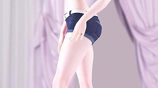 [mmd] 鸣潮 今汐aoa - Heart Cropped Shorts; Belly Top; Striptease