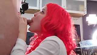 Bts Cumshot on Hot Redhead with Big Tits