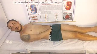 Nurse Jennyferpimenta gives her first handjob to big erect cock patient