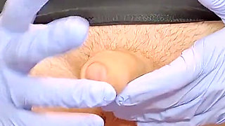 Horny Wife Latex Glove Foreskin Exam and Penis Massage with Cumplay
