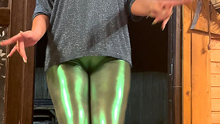 Tight & Shiny - Cameltoe Tease with No Panties