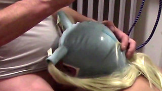 Blonde MILF with Pigtails Takes Cock and Cums in Her Mouth