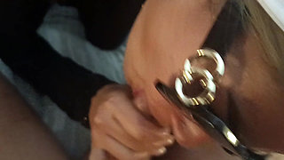 MILF in Sunglasses Gives POV Blowjob with Cumshot