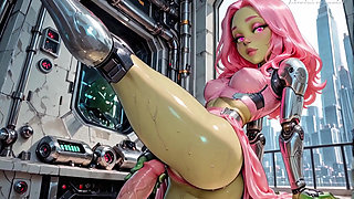 Alyxa the Alien Goddess Shows You Around Cybertown - Ai Generated