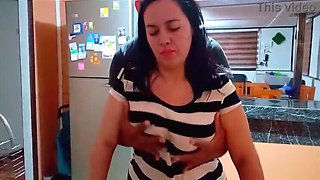 Step Son Friend Fucks Me Hard in Kitchen While Washing Dishes - Big Natural Tits Amateur Creampie