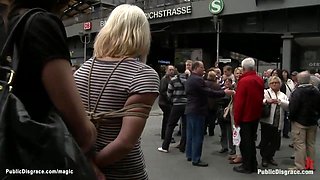 Strapped European ash-blonde ambled in public (Goddess Donna, Steve Holmes, Uma Masome)