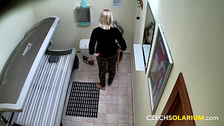 Czech solarium 27: busty blonde’s massive tits steal the spotlight