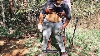 Indian Aunty Hardcore Outdoor Sex with Farm Worker - Rough Anal and Deep Throat Blowjob